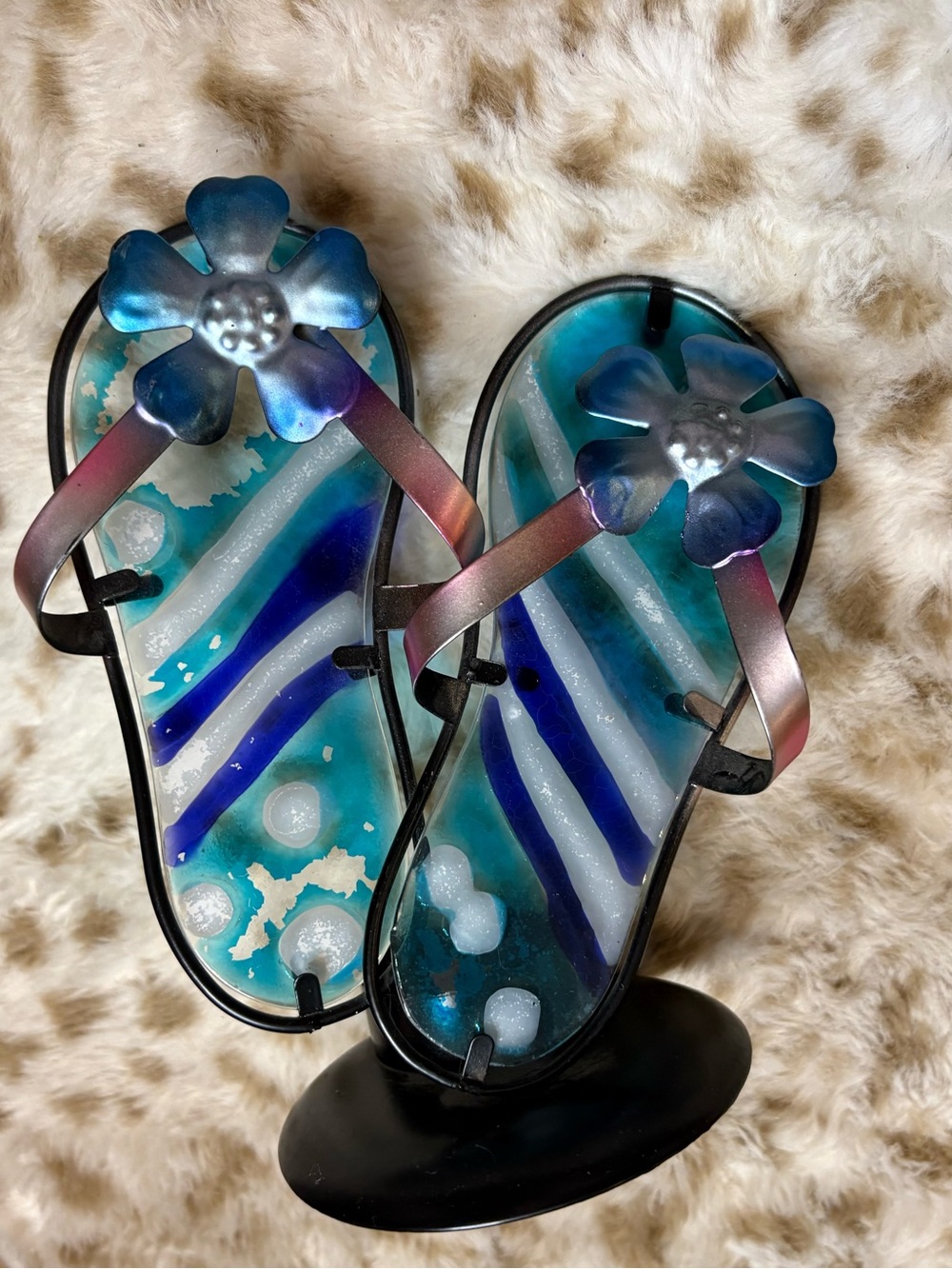 Y2K flip flop tropical candle holder